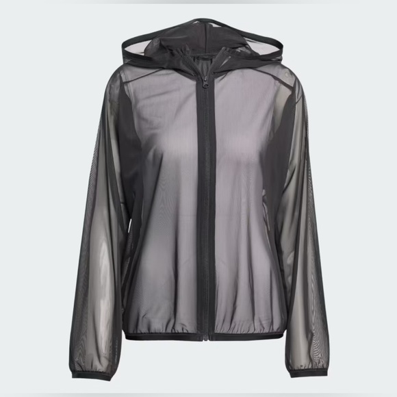 adidas Tops - adidas SOFT LUX MESH FULL-ZIP HOODIE | Black adidas Mesh Jacket | Black adidas